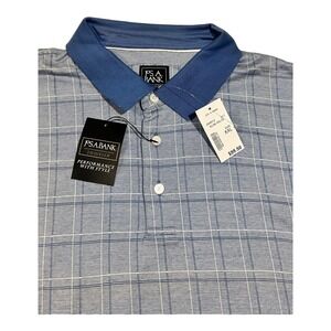 Jos A Bank Men's Traveler Performance Polo Shirt XXL Blue Plaid NWT